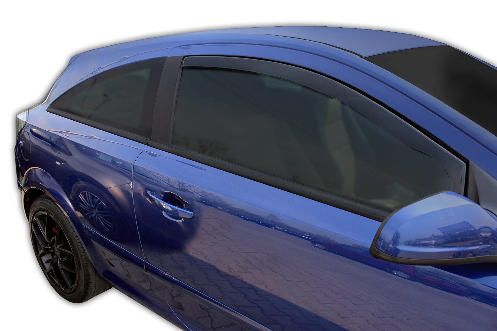 Set 2 Deflettori D'Aria Oscurati Per Opel Astra MK5 H GTC 3 Porte 2005-2009, Montaggio A Canale, Riduzione Rumore E Protezione UV