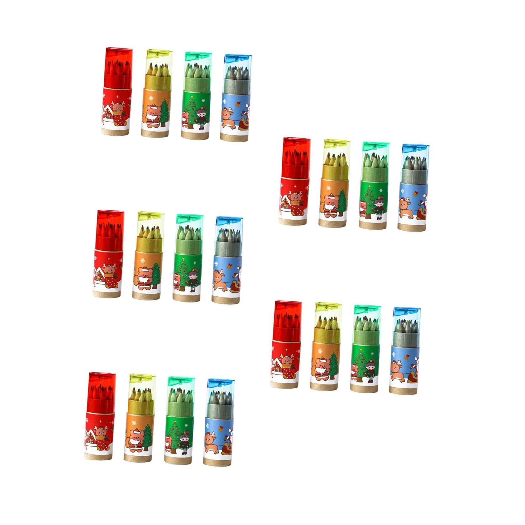 5 Ensembles Crayons De Couleur Pratiques 12 Crayons De Couleur Crayons De Noël Avec Gomme Pour Enfants Pour Enfants Crayons De 4 boîtes * 5