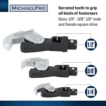 MichaelPro 3-Pc Spring-Loaded Auto Size Adjusting Crowfoot Wrench Set, Self-Adjusting Multi-Size Spring Wrench - MP001205