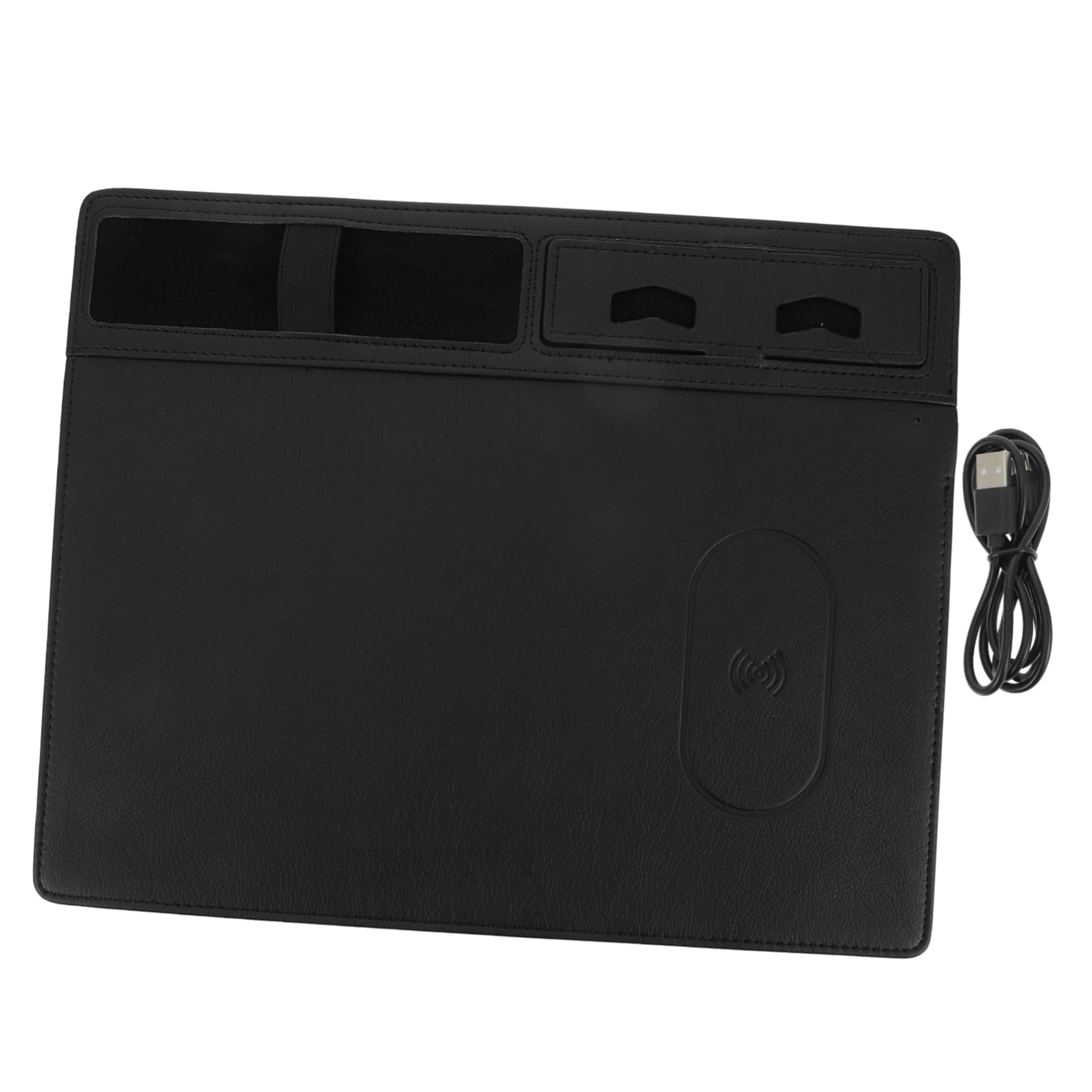 Tappetino per Mouse Ricarica Wireless, Pu Nero, Multifunzionale