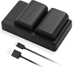 LP-E6 LP E6N Battery 2 Packs 2600mAh Replacement Li-ion Batteries and Rapid Dual Charger for E 5D Mark II, III, IV,5DSR,60D,70D,80D,6D,6D Mark II,7D,7D Mark II Cameras
