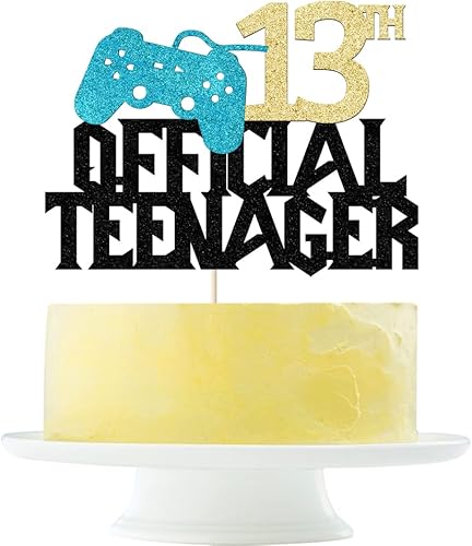 Decoración oficial para tartas de 13 cumpleaños para adolescentes, decoración para tartas de fiesta de cumpleaños número 13, temática de juegos