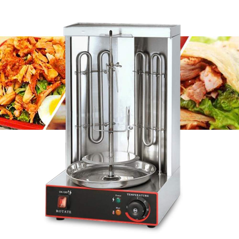 Elektryczny grill do kebaba 3000 W – pionowy grill do kurczaka z obrotowym rożnem, grill do szaszłyków, regulacja temperatury 50-300°C, rotisser, grill stołowy ze stali nierdzewnej do