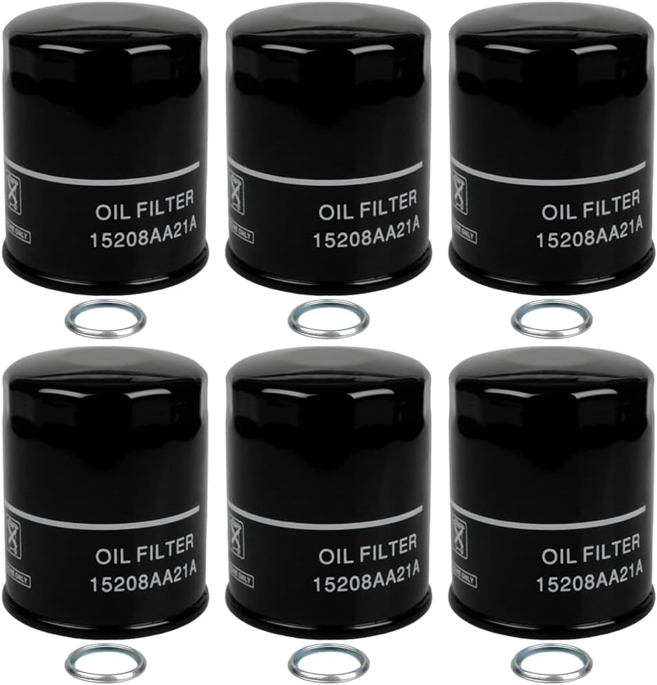 6PCS 15208AA21A Oil Filter Fit for Outback/Legacy/Impreza/Forester/XV Crosstrek/Ascent 2004-2025 Replace 15208AA160, 15208AA15A, SOA6351520815, 15208AA20A