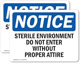 (2 Pack) Sterile Environment Do Not Enter Without OSHA Notice Sign 14 Inch X 10 Inch Vinyl Label Decal Sticker Weather Resistant, UV Protected for Workplace, Construction Site, Made in the USA