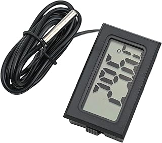 for Mini Digital Temperature Display Thermometer with LCD Screen, -50 to +110°C Range, Black Cable 1m, Suitable for Aquariums or Liquids(1 meters)