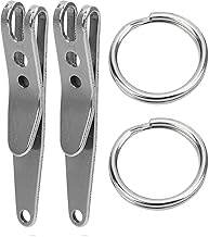 EBTOOLS 2pcs Outdoor Belt Clip Stainless Steel Suspension Pocket Clip Key Holder with Keychain Pocket Clip Victorinox Key Smart Clip