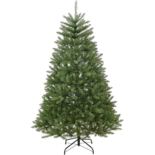 6.5FT Unlit Christmas Tree Green, Dunhill Fir Artificial Tree with 1838 PVC Branch Tips, Realistic Full Shape, Foldable Metal Stand for Indoor Home, Office & Holiday Decoration