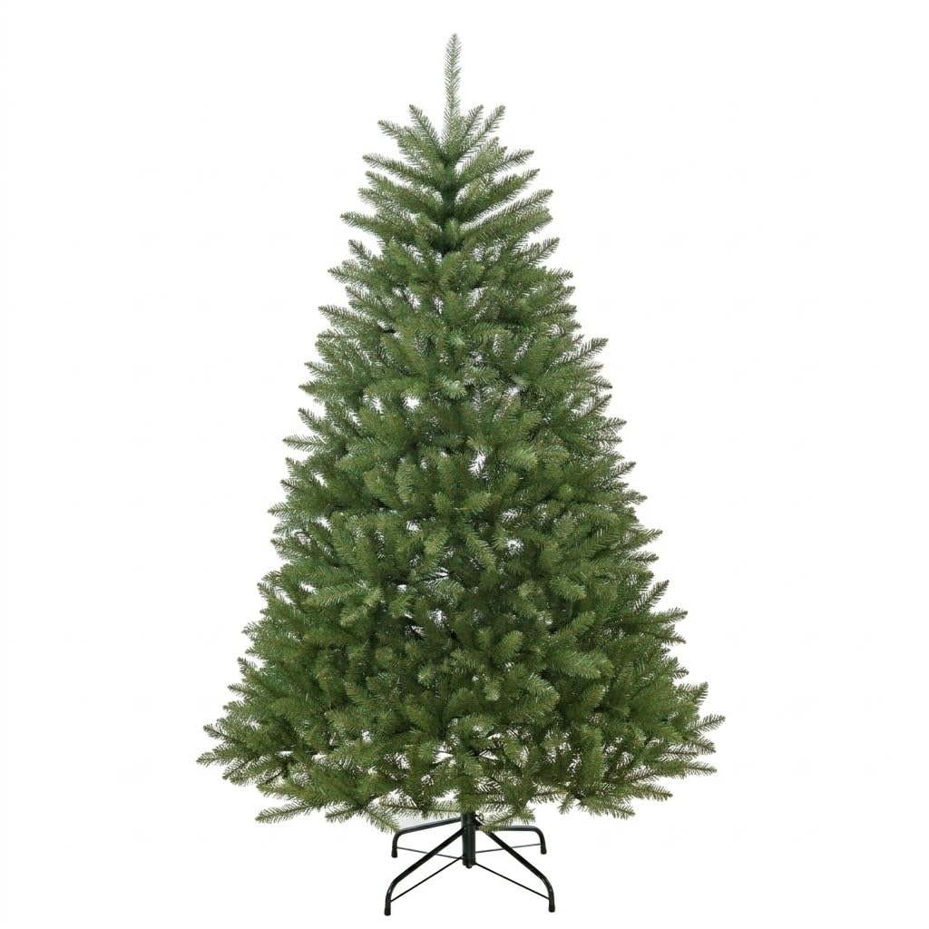 6.5FT Unlit Christmas Tree Green, Dunhill Fir Artificial Tree with 1838 PVC Branch Tips, Realistic Full Shape, Foldable Metal Stand for Indoor Home, Office & Holiday Decoration