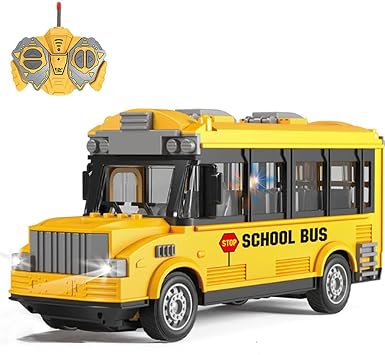 RC School Bus - Remote Control Car Vehicles, 2.4G Opening Doors City Buses Toy Classic Baby Vehicle, Remote Control Car with LED Lights School Bus Toy, Gift for Children Kids Boys Girls Age 3-6