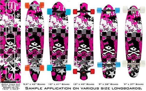 Scene Girl Skull - Decal Style Vinyl Wrap Skin fits Longboard Skateboards up to 10"x42" (Longboard NOT Included)