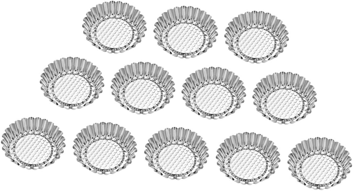 15pcs Stainless Steel Tart Molds Reusable Baking Tart Pan for Desserts Flat Bottom Design for Home Restaurant and Bakery Use
