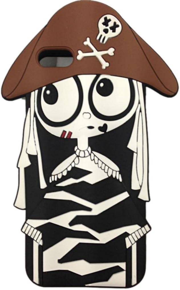 Angelseller XKM New 3D Cartoon Pirate Woman ugly baby Soft Silicone Phone Case Cover For Apple Iphone 5/5G/5th (Brown Hair)