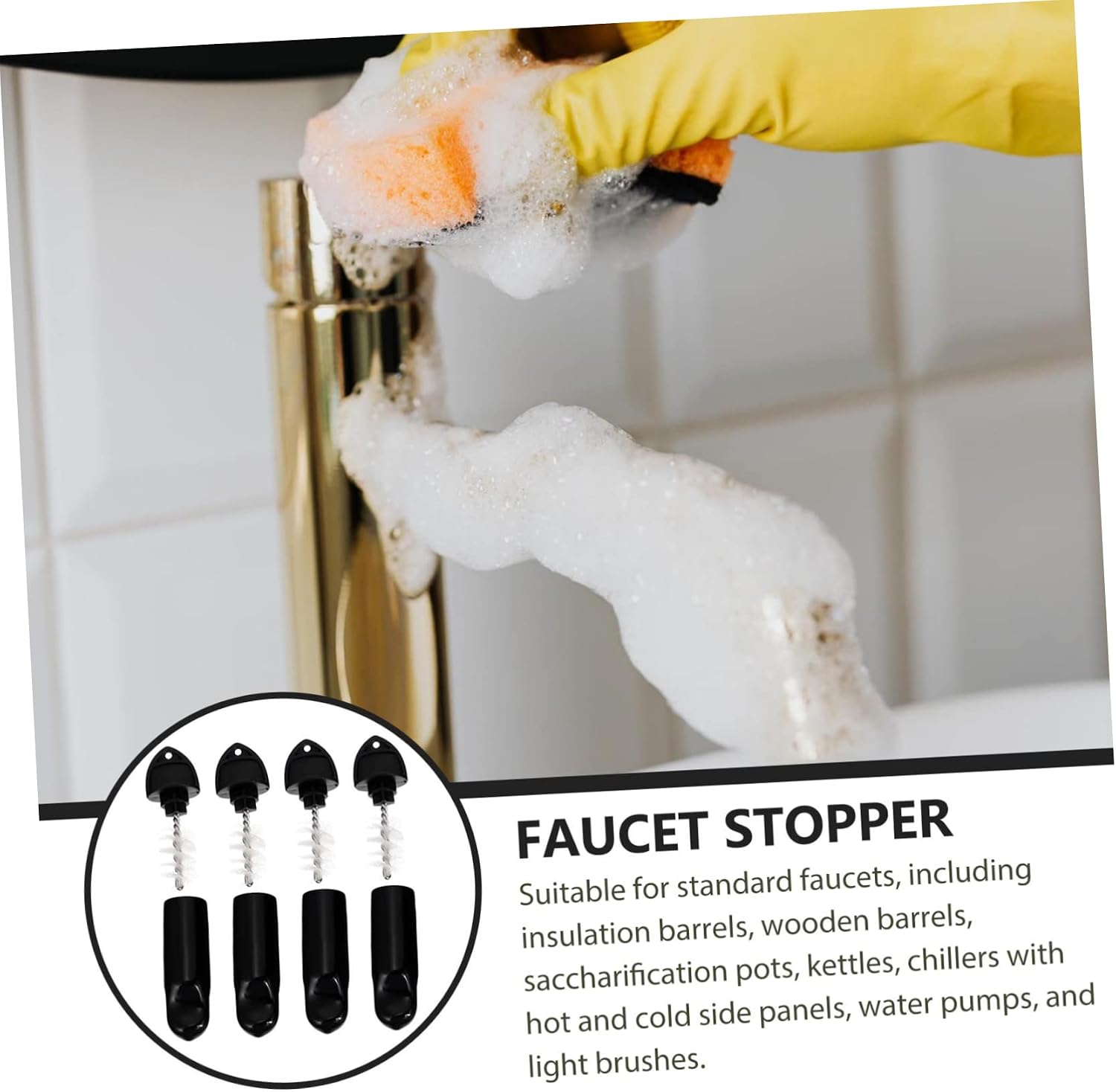 12-Piece Beer Tap Covers and Faucet Cleaning Brush Set Sturdy Food-Grade Silicone Easy to Clean Draft Beer Plug Kit for Homebrewing and Bar Use