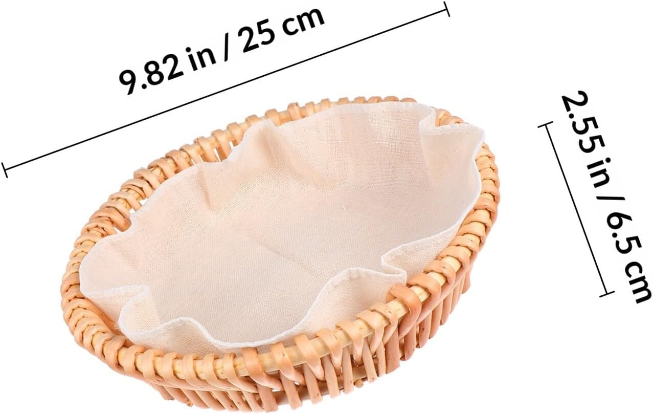 Ipetboom Willow Wicker Bread Basket Small with Cloth Liner Handwoven Rattan Storage Basket for Kitchen Fruit Snack Serving and Picnic Use