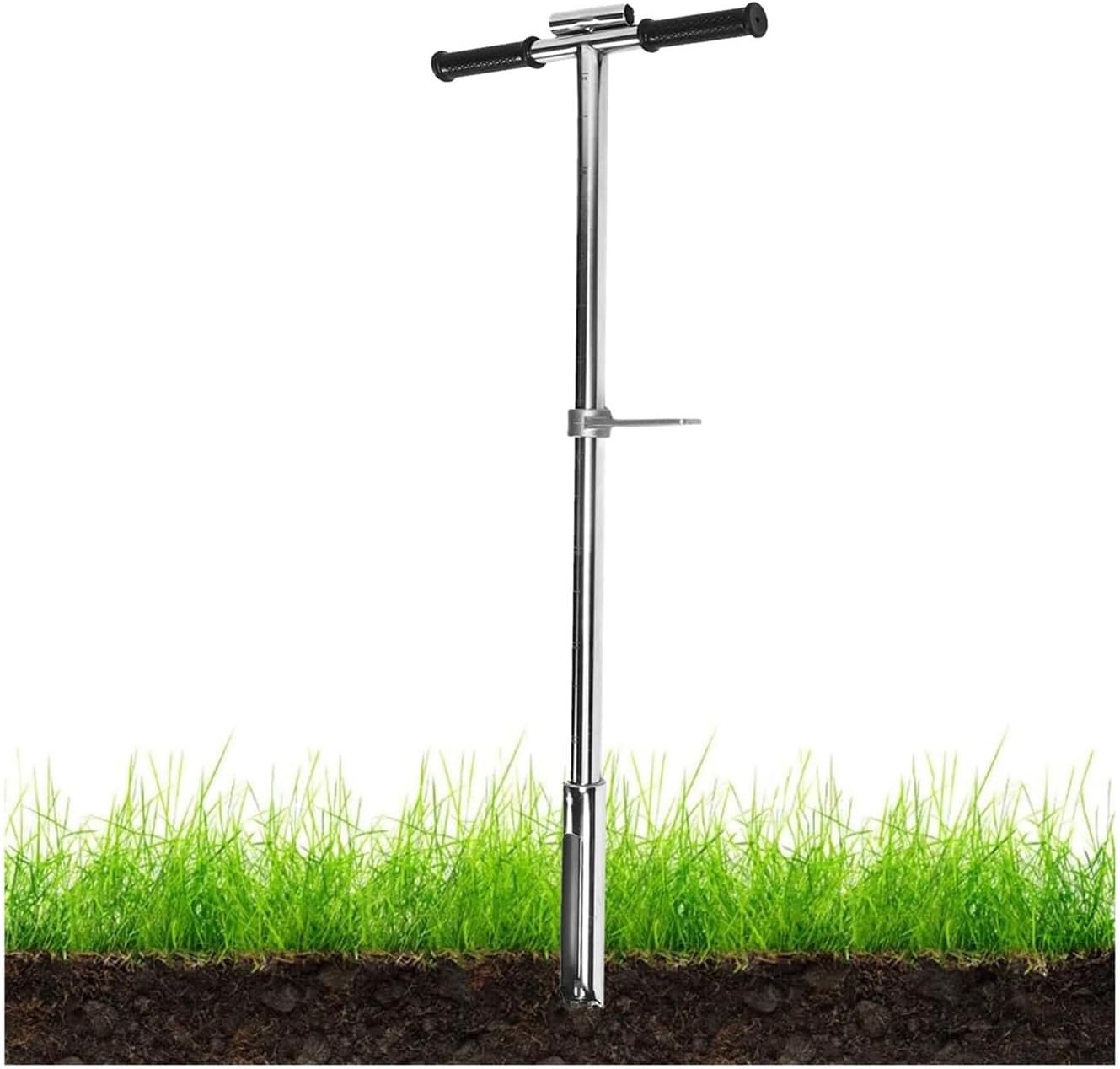 40" Stainless Steel Soil Probe with Ejector - Soil Sampling Tool for Agriculture, Garden, and Farm - 1.5" Diameter Soil Test Kit for Plant Care and Analysis