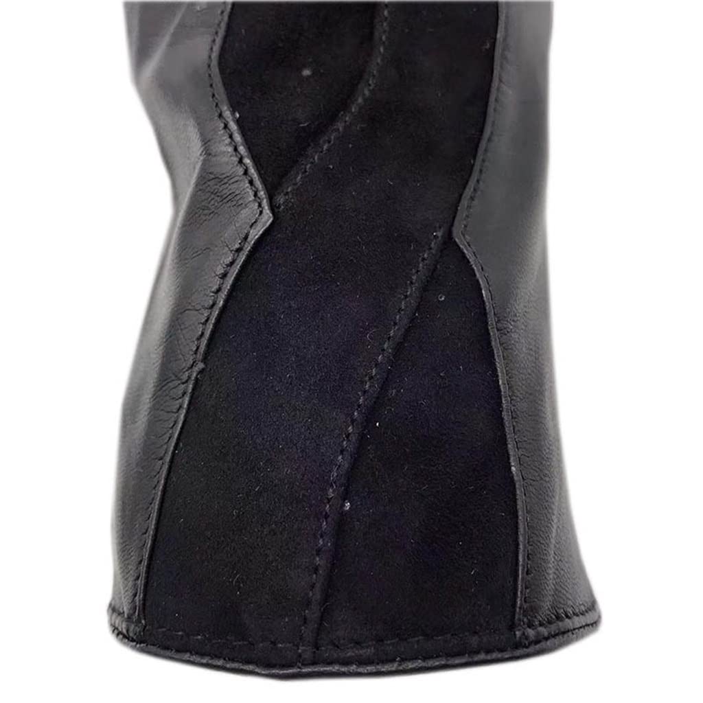 Dicke Winter-Frauen-Handschuhe Schwarz Warmes Fahren Motorrad-Kälteschutz-Leder (Color : A, Size : 7.5)