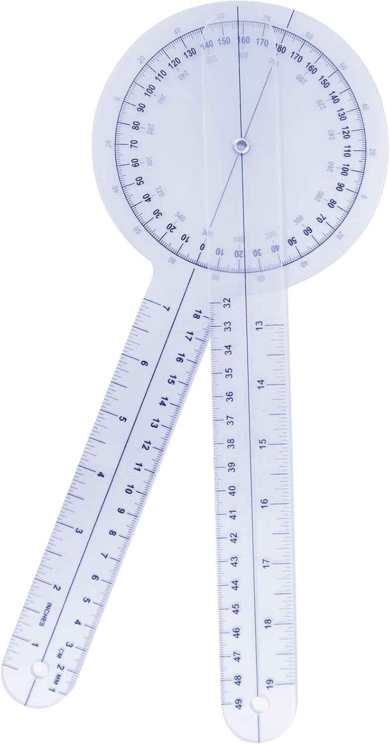 BLMHTWO 12 Inch Goniometer, 360 Degree Goniometer Physical Therapy