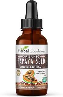 Papaya Seeds Digestive Enzymes 1oz -Organic Papaya Seed Extract for Gut & Digestive Health | Detox Cleanse Support, Non GMO, Gluten-Free, Raw, Unprocessed for High Potency by Herbal Goodness