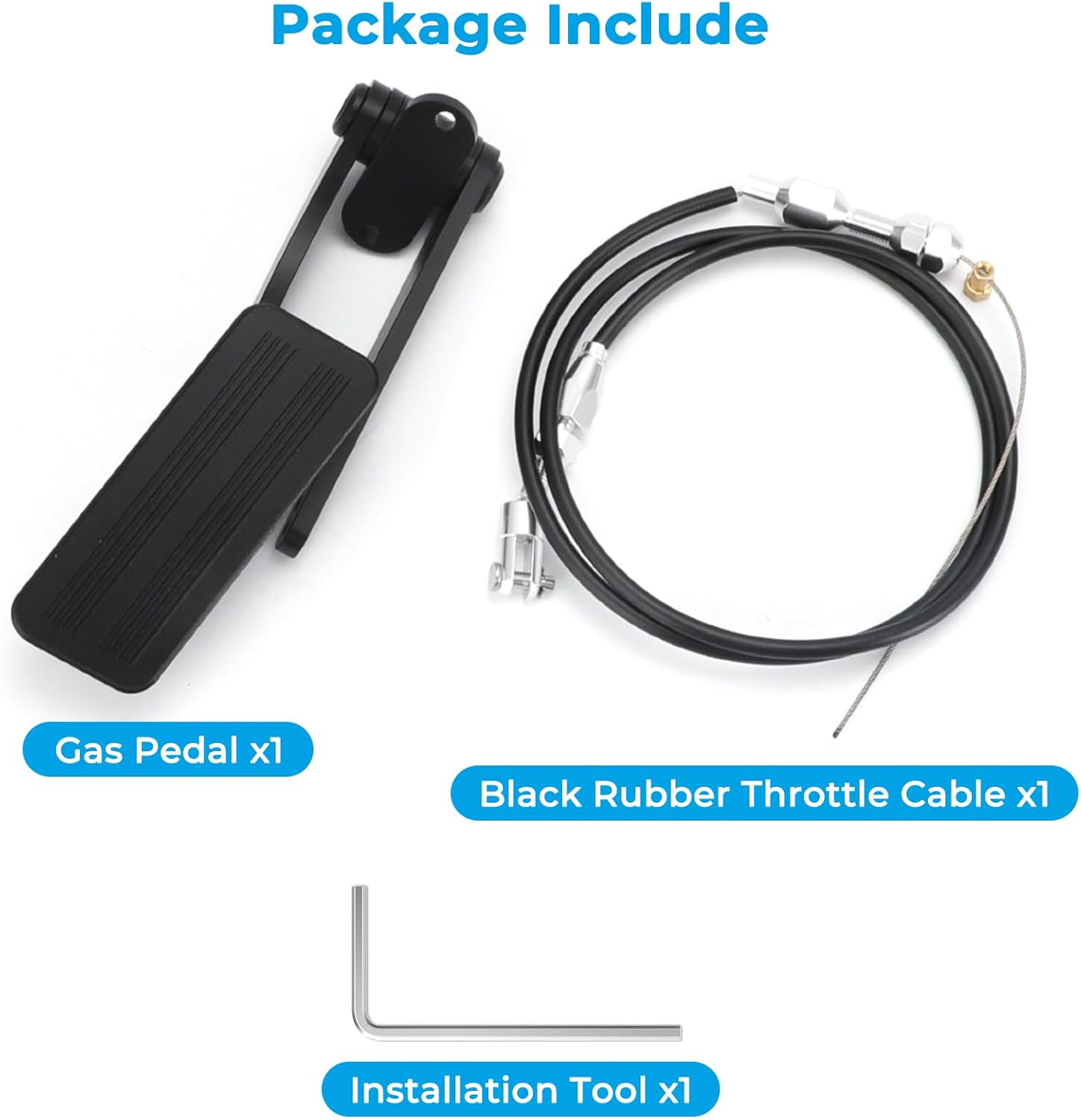 Universal Black Aluminum Gas Pedal Compatible with Street Rat Rod GM Chevy Ford Mopar (Black Pedal with Rubber Cable)