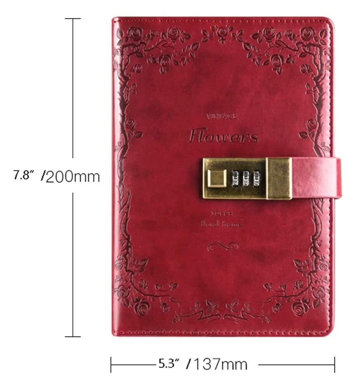 Agenda de Lujo con Estampado en lámina metálica. Diario con candado, Cuaderno Vintage de Papel, Diario Viaje, planificador semanal, papelería Escolar, Regalo