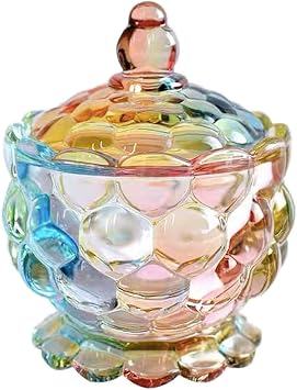 Royal Embossed Clear Glass Apothecary Jar With Lids, Glass Biscuit Jar Candy Jar Containers Wedding Candy Buffet Jars Crystal Jewelry Box Food Jar-6oz