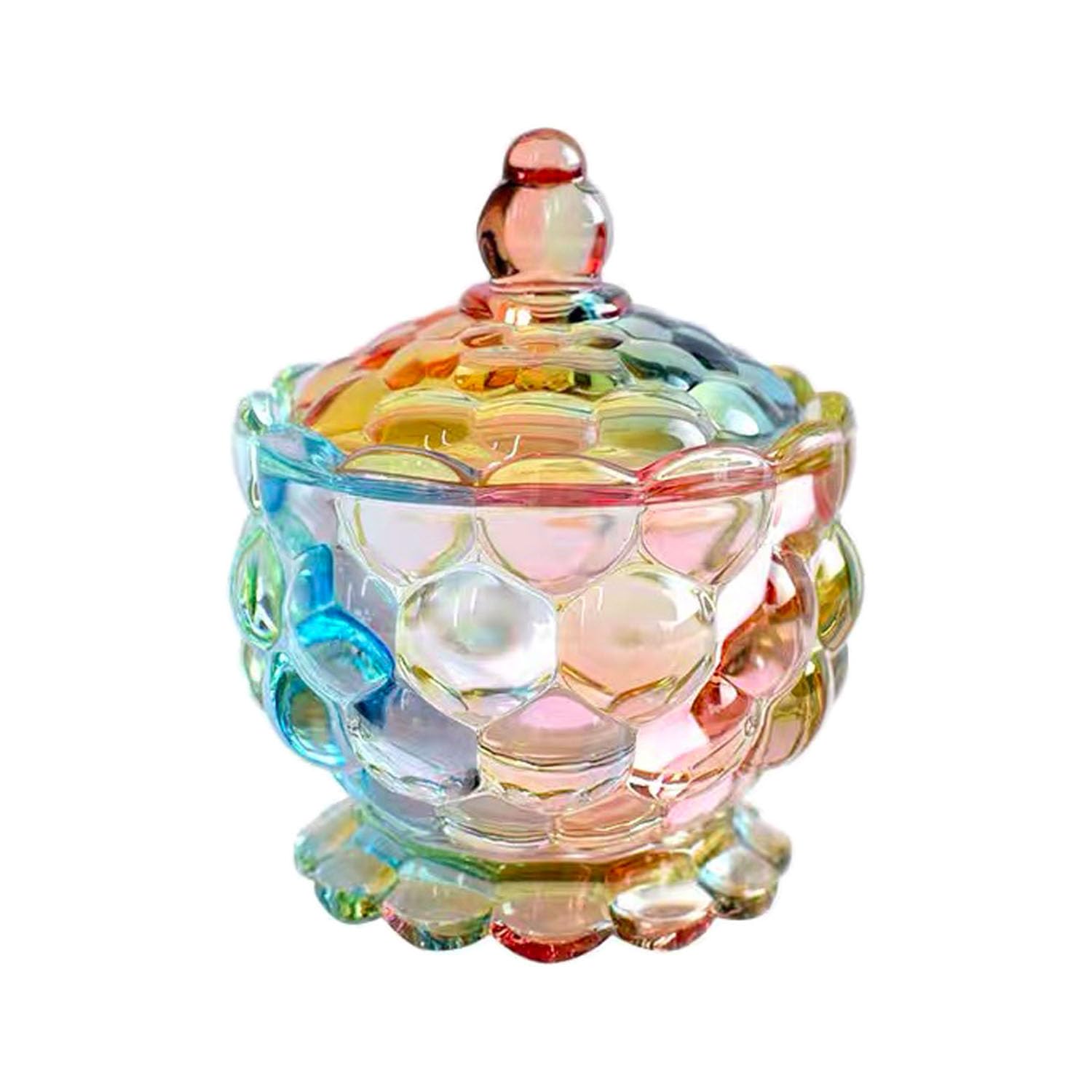 Luckte Color Royal Embossed Clear Glass Apothecary Jar With Lids, Glass Biscuit Jar Candy Jar Containers Wedding Candy Buffet Jars Crystal Jewelry Box Food Jar-6Oz