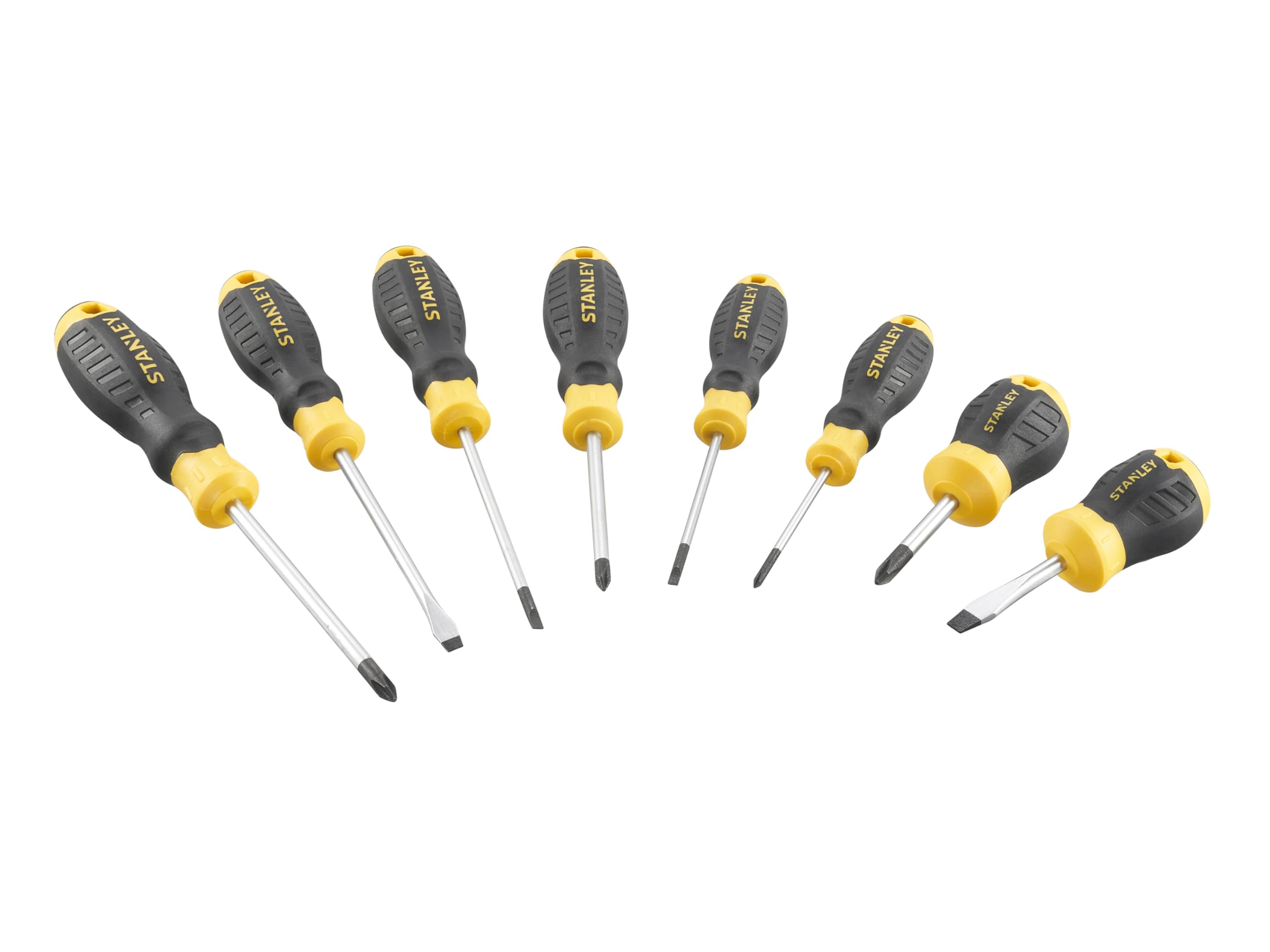 Stanley Cushion Grip Screwdriver Set (8 Piece) In Yellow Chrome Vanadium