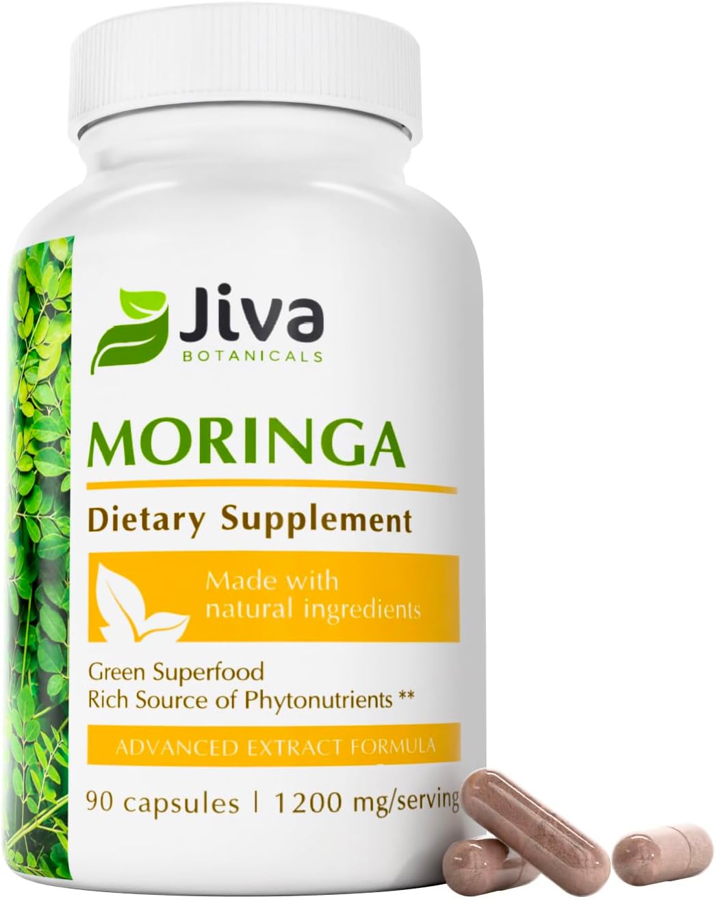Moringa Leaves Extract Capsules - Made from Moringa Leaf Powder and Oleifera Supplement for Immune and Normal Joint Support - 90 Capsules (Pack of 1)