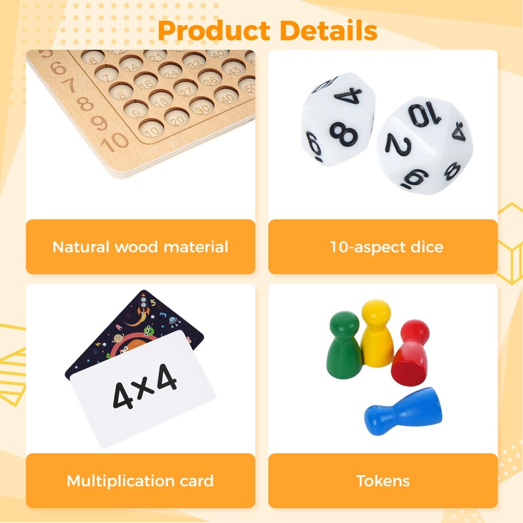 Multiplikations-Brettspiel aus Holz, Lernspiel für Kinder zum Zählen und Rechnen, interaktive Eltern-Kind-Matheblöcke, Puzzle mit Multiplikationstabelle, für Kleinkinder ab 3 Jahren