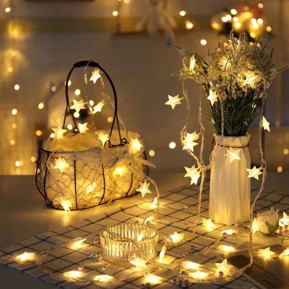 Surwin Star Christmas Snowflake Fairy String Lights, Battery Operated 3M/ 20Led Xmas String Lights For Garden Patio Bedroom Party Decor Indoor Celebration Lighting (,3M/20Led)