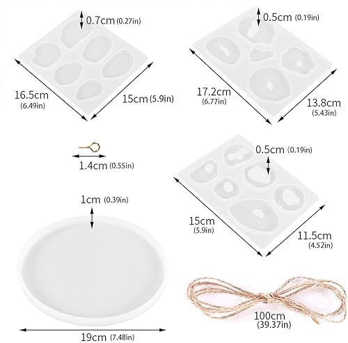 Miniatura 5 de 4 moldes de resina de silicona para resina epoxi, kit de moldes de fundición de resina que se puede utilizar para hacer campanillas de viento,