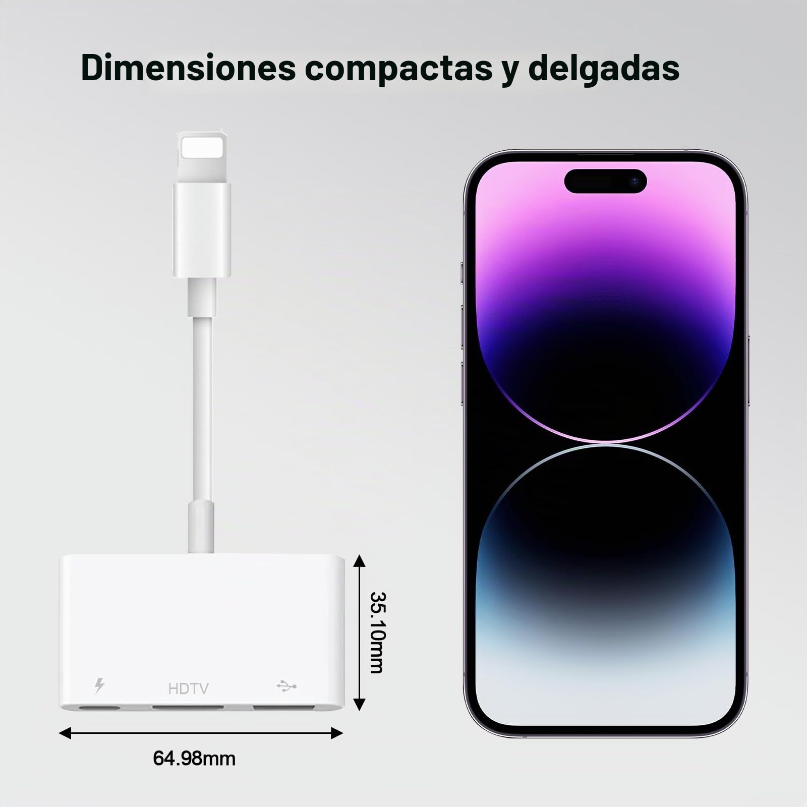 [Certificado Apple MFI] Light-Ning Digital AV Adaptador 3 en 1, 1080P HDMI, USB OTG y Puerto de Carga, Compatible con iPhone y iPad, para duplicar Fotos, vídeos y música
