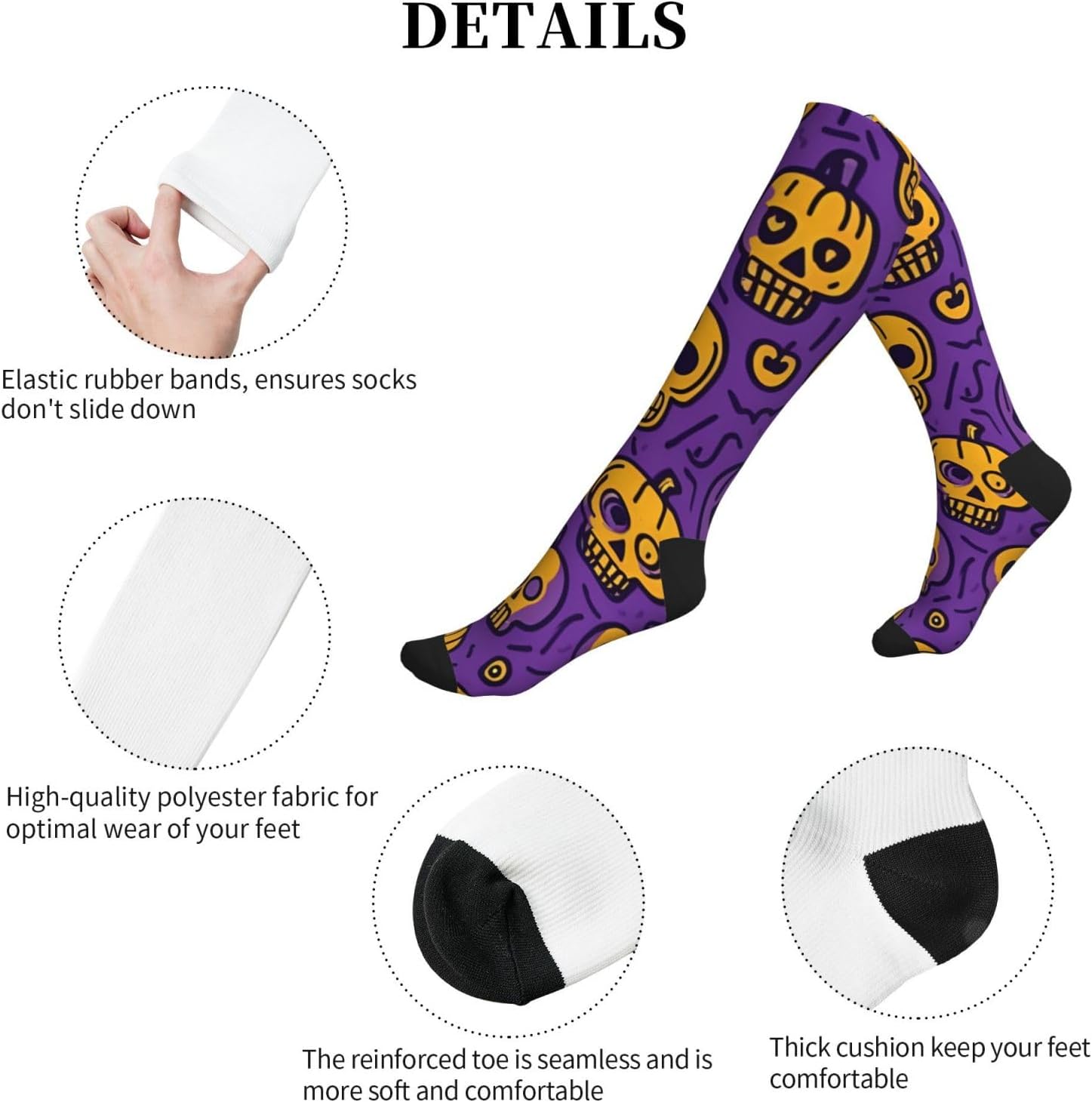 Pumpkin Skeleton Bone Print Compression Running Socks For Men And Women Athletic Socks For Everyday Use Socks