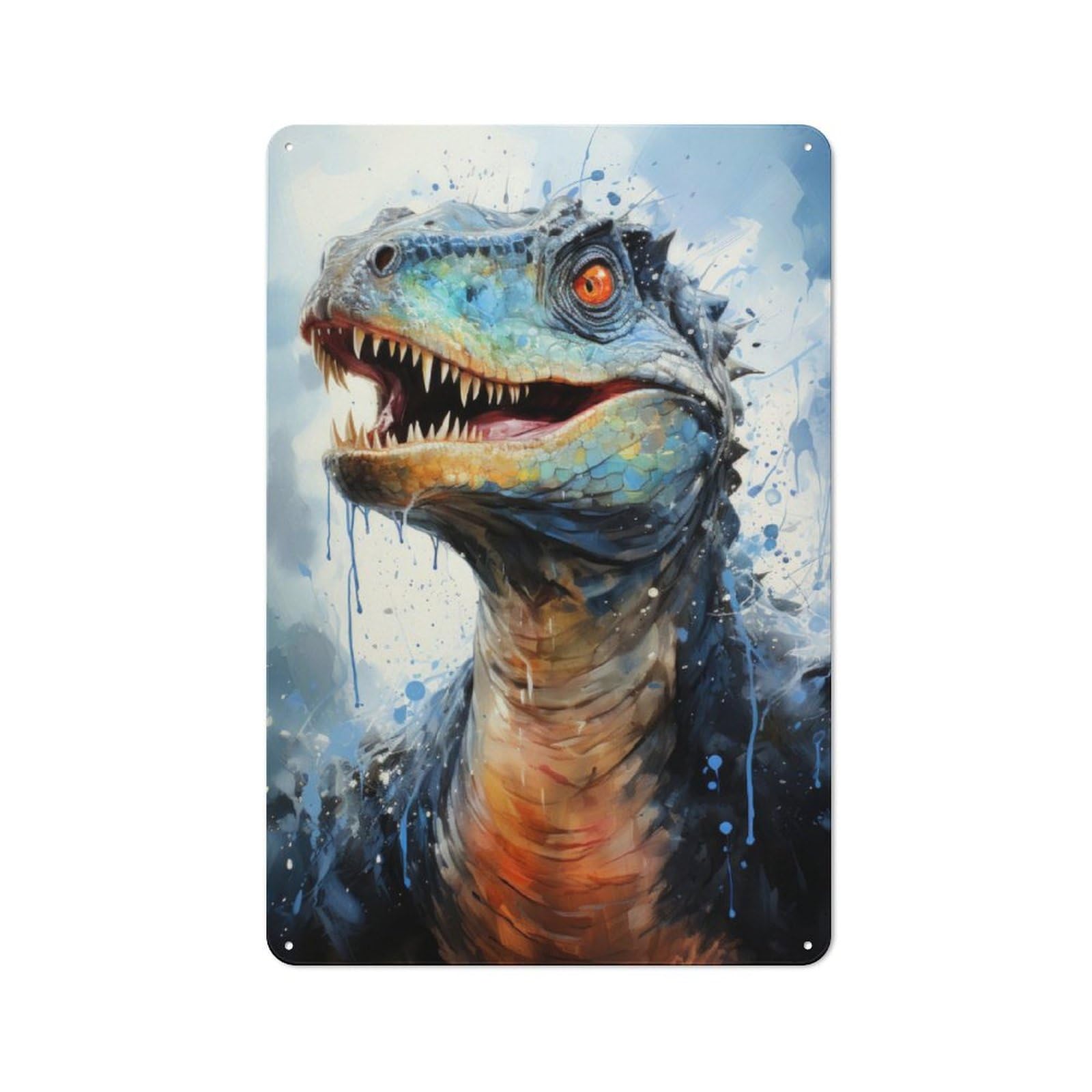 Junmoney Rebbachisaurus Dinosaur Vintage Decorative Metal Plaque 30X20cm, Garden Room Wall Plaque For Shed, Garden Room, Porch Or Garage