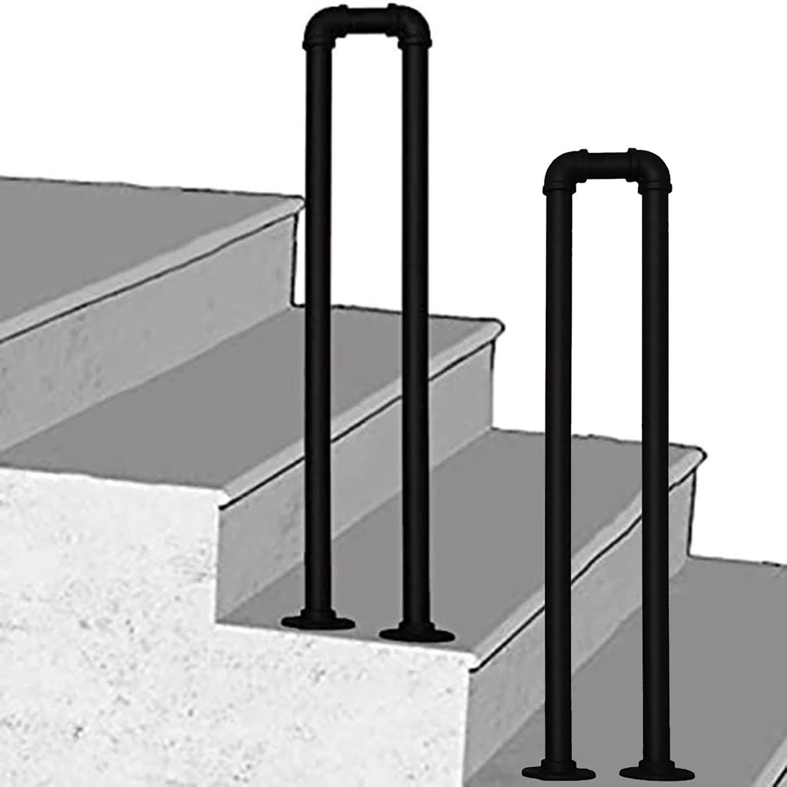 Main courante escalier extérieur noir mat piquet rampe 1 marche