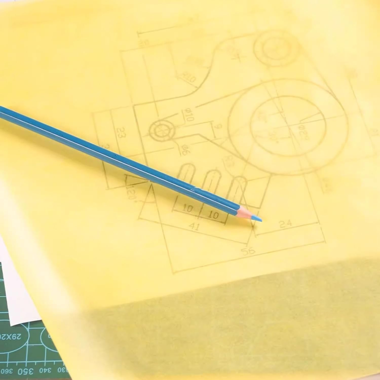 Sketch Tracing Paper, Translucent Yellow 12 Inches 31 Cm Wide Cut Out A3 A4, High Transparency 78% with Clear Writing and Sketching Design, (23