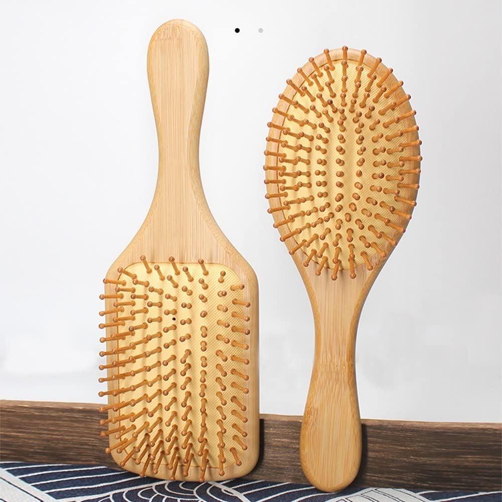 Cepillo para el cabello, cepillo de madera de bambú de alta calidad, antiestático de bambú natural, panel grande, peine de masaje, cojín de aire, cepillo de masaje para el cuidado del cabello