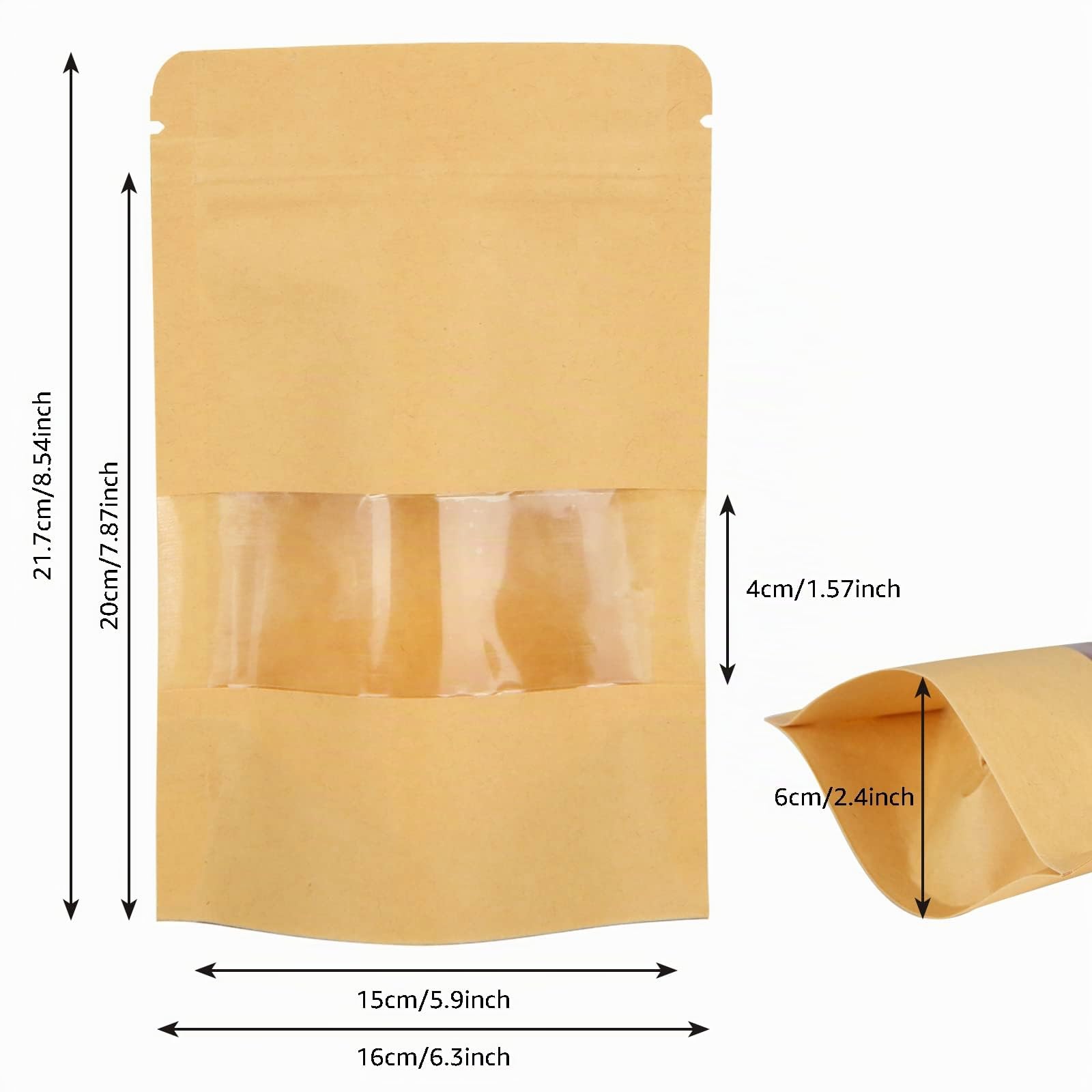 SENENQU 200 Pezzi 16x22cm Sacchetti Alimenti Richiudibili | Carta Medi, per Confetti, Sacchetto Pane, Regalo, Buste Carta Alimenti, Sacchetti Confetti, Richiudibili Alimentari
