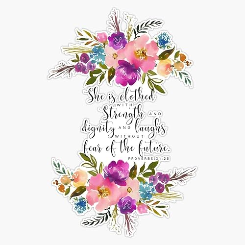 Generic Adhesivo adhesivo de vinilo con versículo bíblico de acuarela con borde de flores, impermeable, 5 pulgadas, MPW-RDFT-STICKER-5043