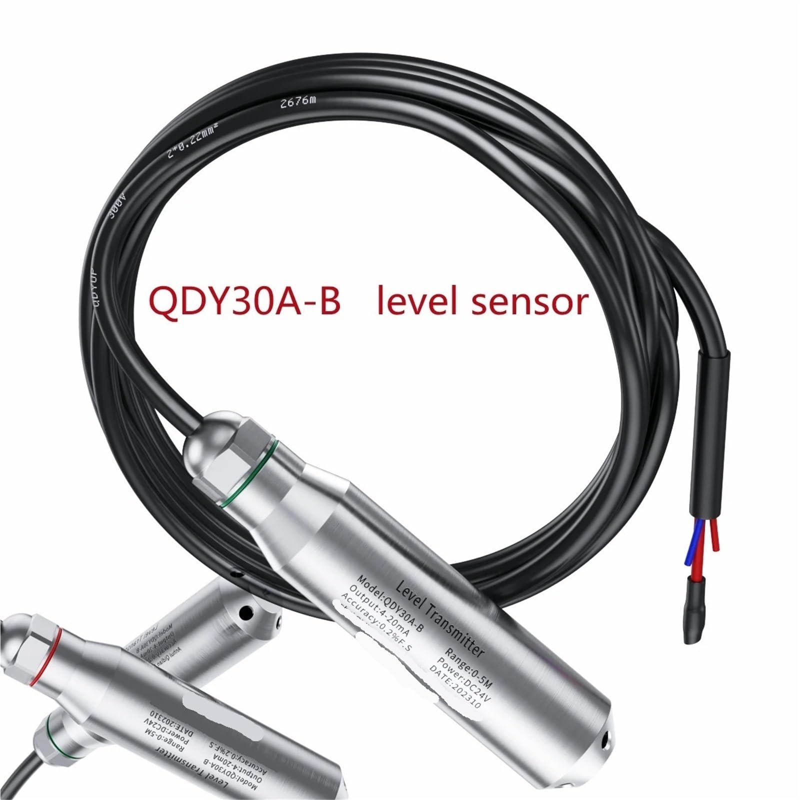 Sensor de nivel de presión hidrostática de agua QDY30A-B, sonda de 4-20 mA, 0-10 V, salida de señal RS485 de 0-3,3 V, transmisor de nivel de líquido(4-20mA,3m range 3m)