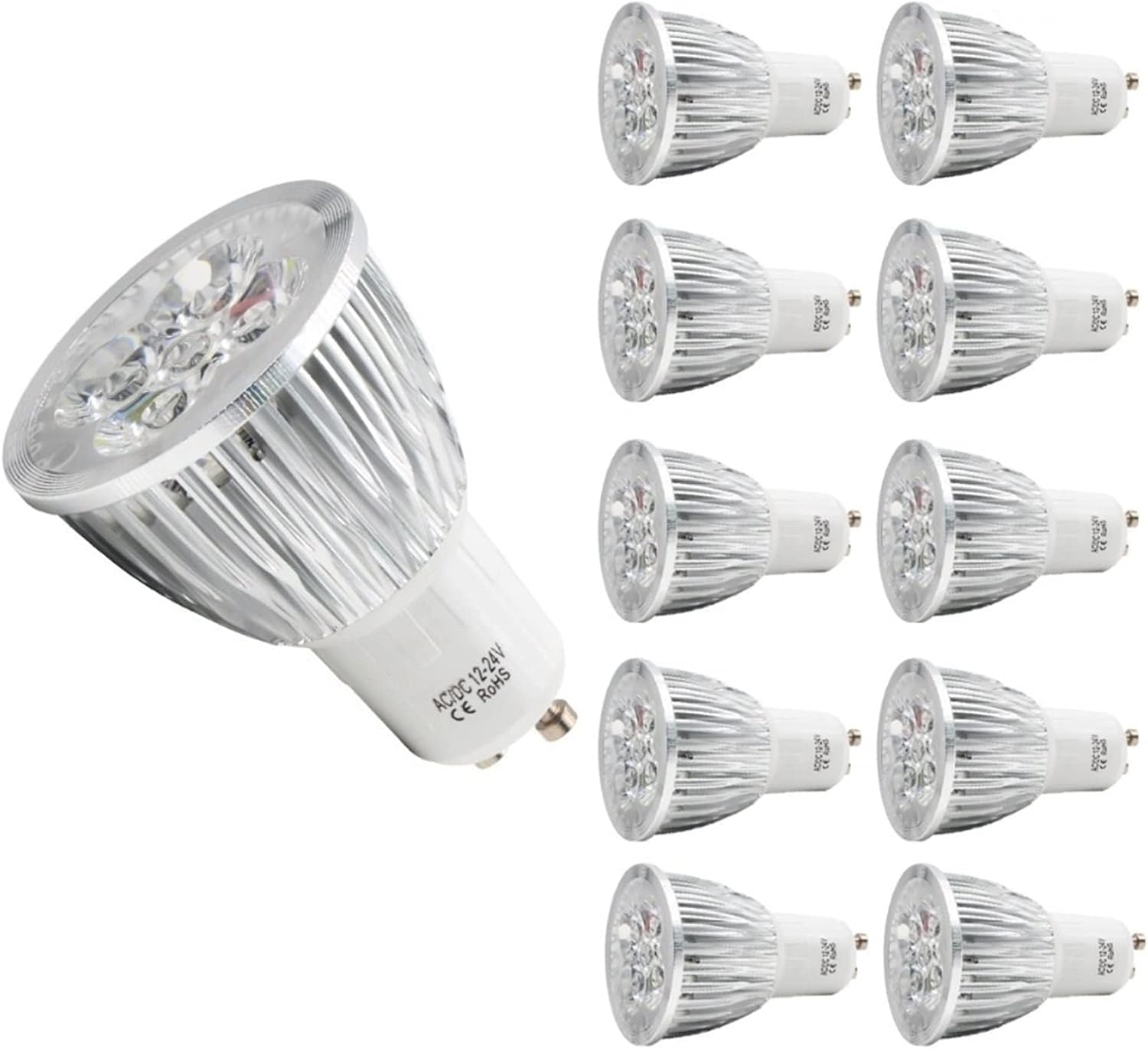 Luces para El Hogar 10 Piezas Iluminación del Hogar Bombillas Led Gu10 Bombillas 12 24 Volt 5w Foco Lámpara Superbrillante De Alta Potencia Carcasa De Aluminio 12v 24v Bombi, White, 24V
