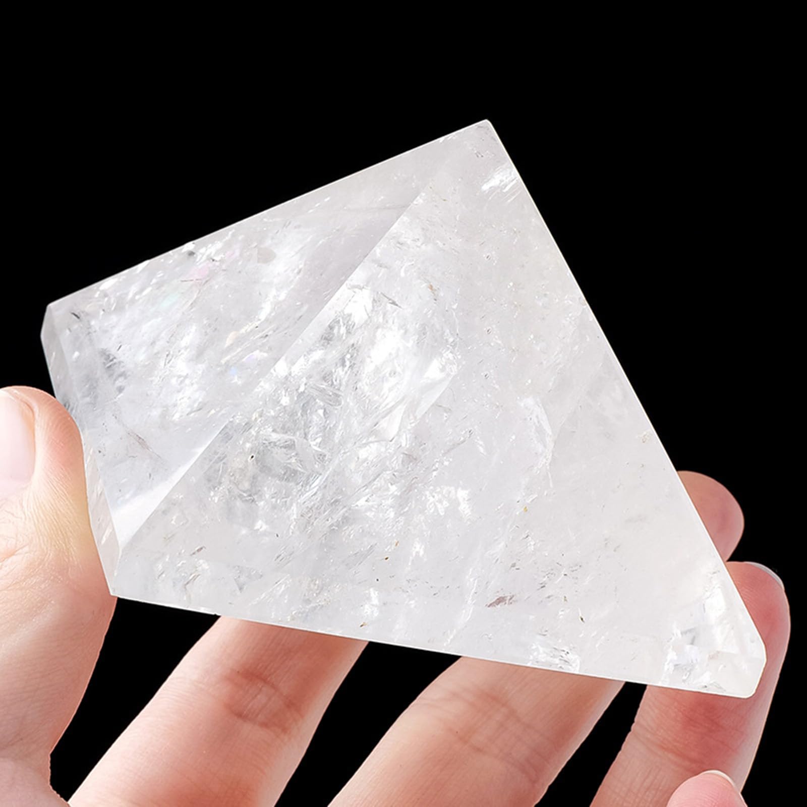 Heilkristalle, Bergkristall-Pyramidenprisma, natürlicher Energie-Chakra-Stein, Reiki-Pyramiden-Dekoration für Meditation, spirituelle Heilung, Feng Shui im ​​Büro,10cm