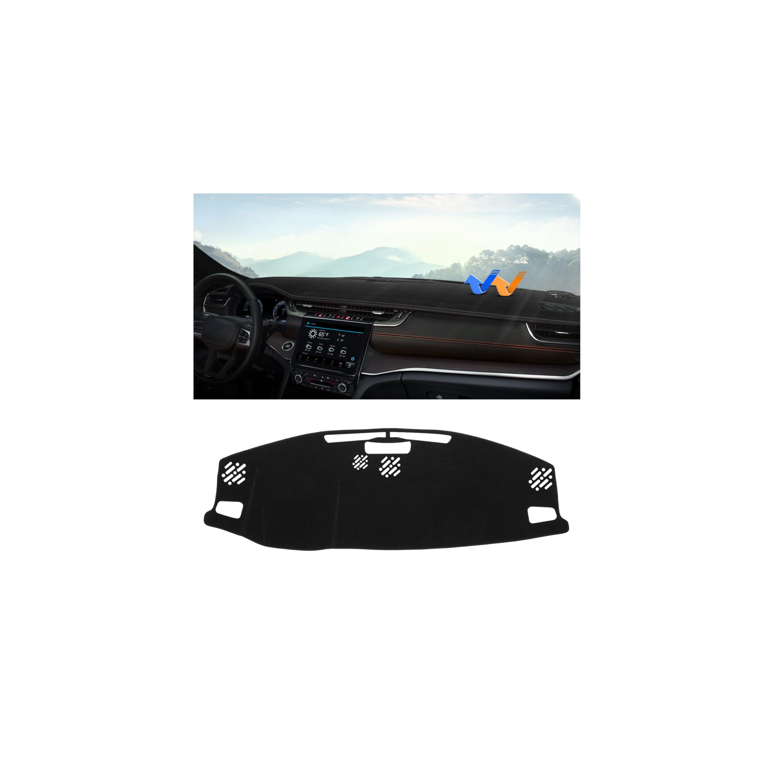 Autorder Dashboard Cover Mat for Jeep Grand Cherokee 4XE 2022-2025 2026 Accessories Dash Cover Upgrade Velvet Dash Mat Sunshade Glare UV Rays Protector