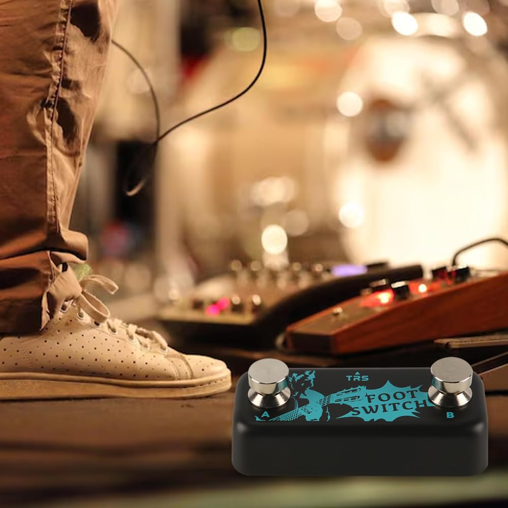 Pedale Effetto Doppio Interruttore per Chitarra, Cuscinetti Antiscivolo, Grande Interruttore a Fungo, Doppi interruttori a Pedale Esterni in Metallo, Pedale Riverbero Digitale per Chitarra