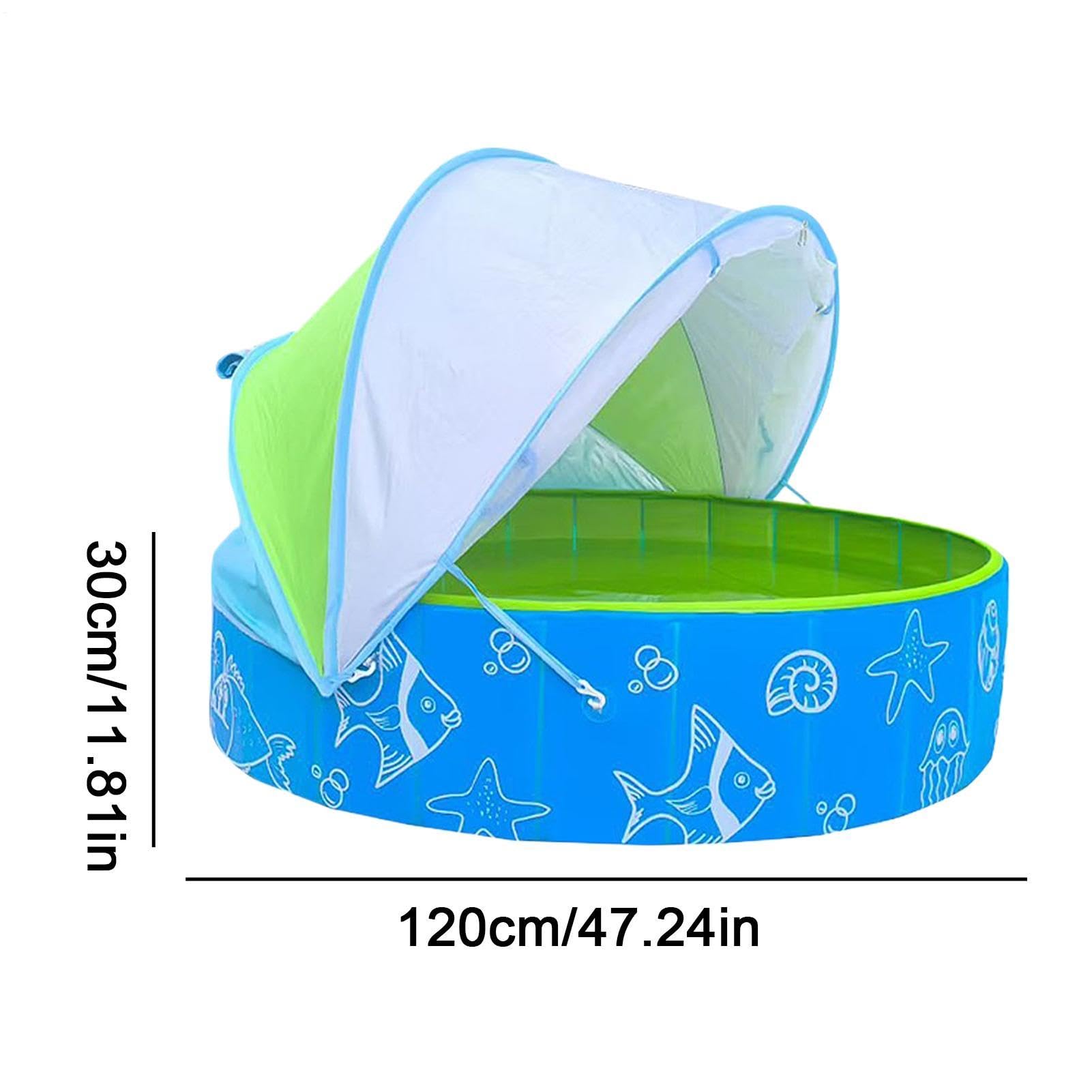 Kinderpool Mit Sonnendach Ca, 120 X 30 cm Nicht Aufblasbare Faltbare | Faltbarer PVC-Gartenpool Mit Sonnendach & Sichtfenster, Großer Kinderpool Ohne Aufblasen Für & Garten Im Sommer