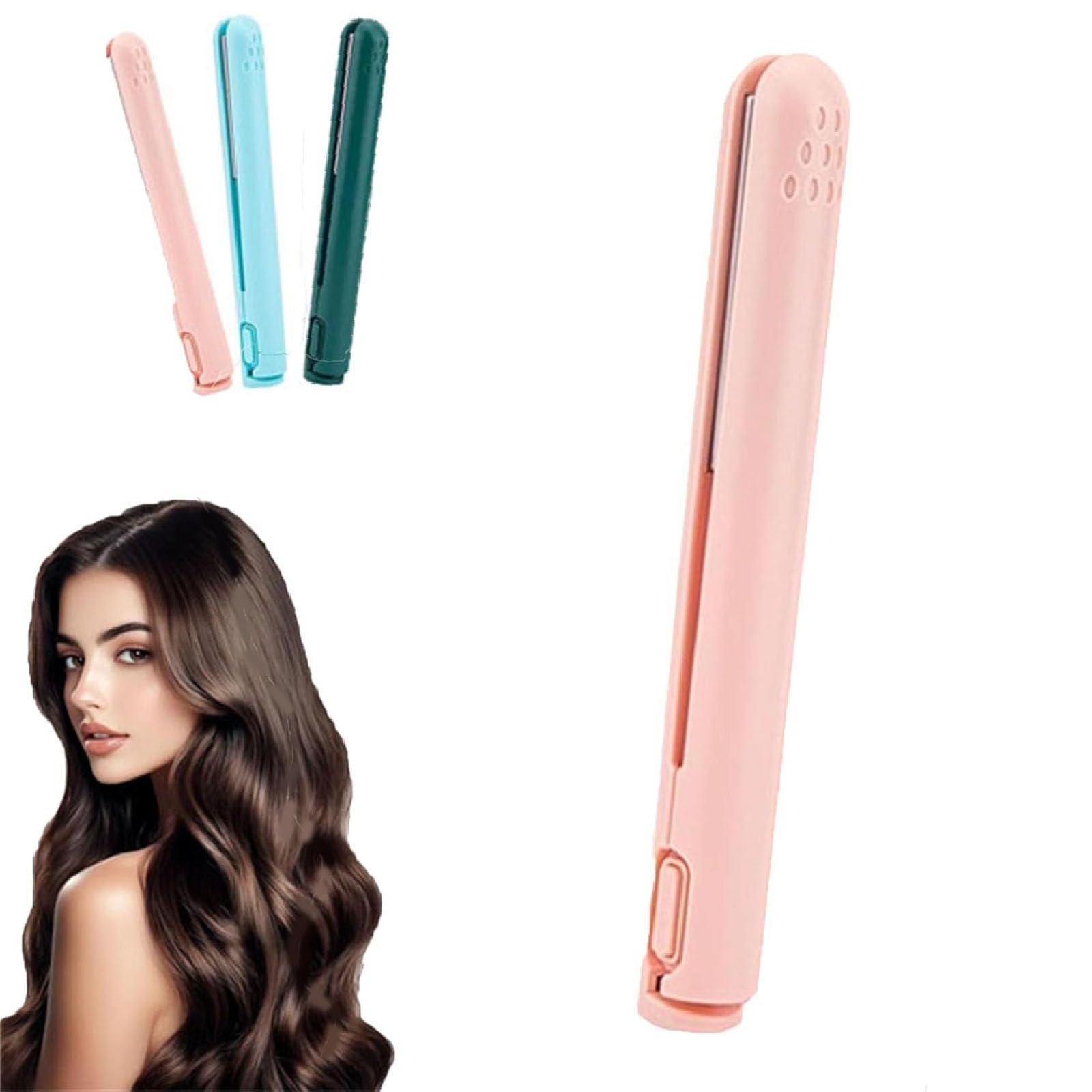 Dualglam Mini Dual-Purpose Curling Iron Dual Glam Curling Wand Flat Iron Hair Straightener for All Hair Types Pink