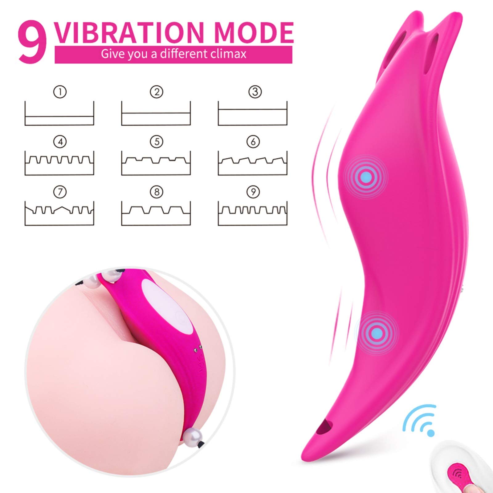 -CUSON Vībradør Mujer con Control Remoto Inalámbrico, Juĝueťes Ŝexừalẹs Masajeador Mariposa Braĝas Femeninos Çliťoris Y Pừnto Ĝ Estimdulador, 9 Modos de Vībraçióņ, Recargable