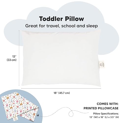 Miniatura 3 de My Little Dreamy Kids Almohada con funda, 13 x 18 pulgadas, de viaje, para dormir, pequeña, de algodón orgánico, suave y transpirable, lavable a