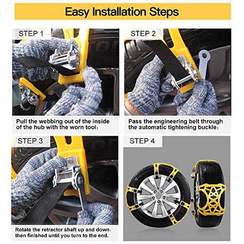 soyond Snow Chains Car Anti Slip Snow Tire Chains Adjustable Anti-Skid Chains Car Tire Snow Chains for Car/SUV/Trucks - Thumbnail 4